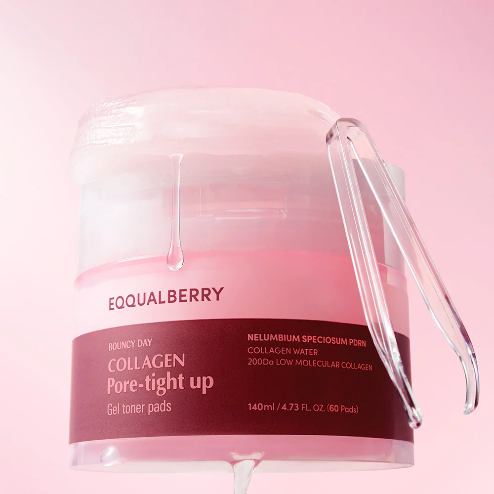 EQQUALBERRY Collagen Pore-Tight Up Gel Toner Pads – 140ml | 60 Pads - Image 4